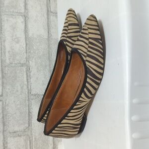 Ann Marino by Bettye Muller Zebra Faux Fur Pointed Toe Flats Size 7.5